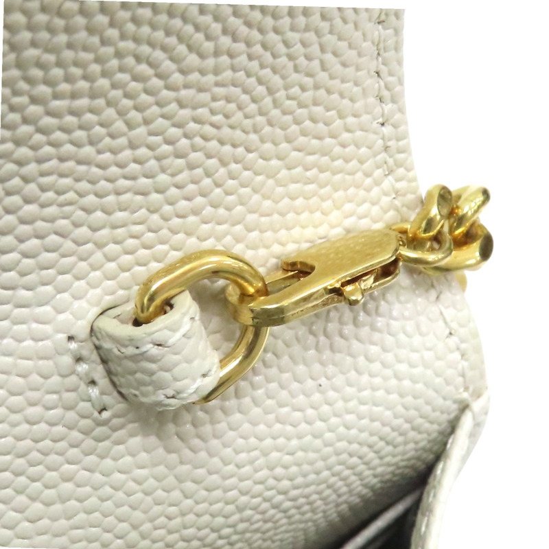 米白色 山形紋牛皮 WOC 鏈帶 肩背包【SAINT LAURENT YSL 聖羅蘭 】 393953-12