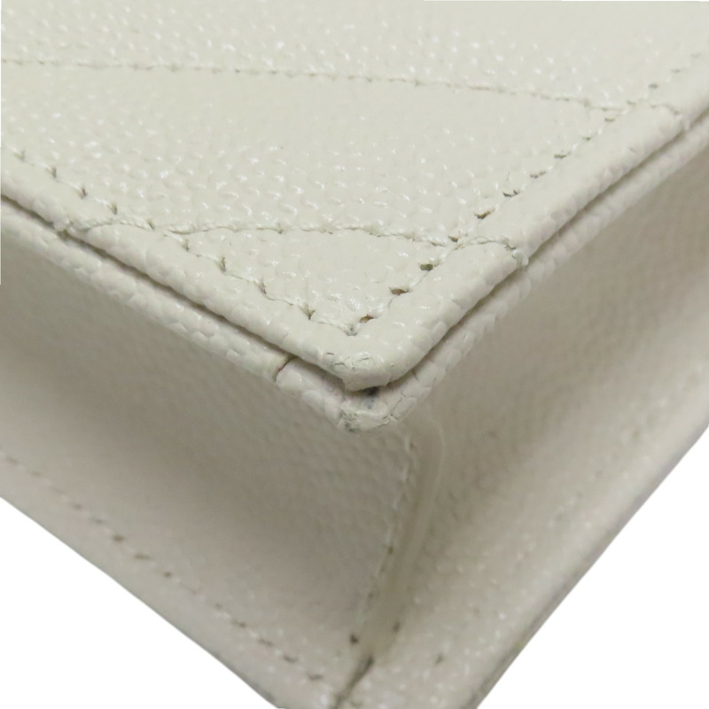 米白色 山形紋牛皮 WOC 鏈帶 肩背包【SAINT LAURENT YSL 聖羅蘭 】 393953-14