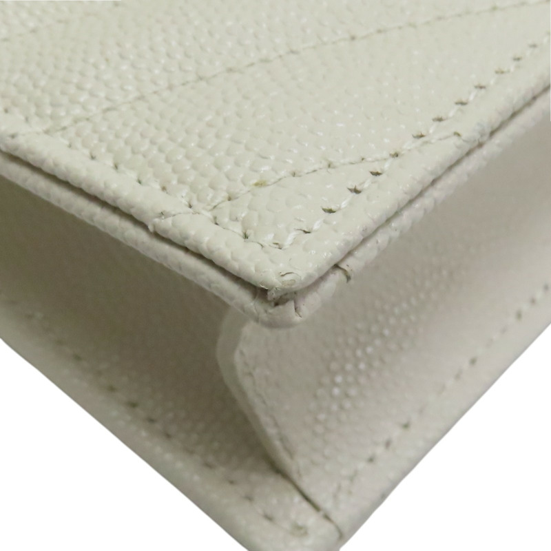 米白色 山形紋牛皮 WOC 鏈帶 肩背包【SAINT LAURENT YSL 聖羅蘭 】 393953-15