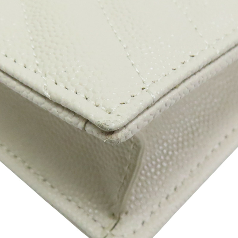 米白色 山形紋牛皮 WOC 鏈帶 肩背包【SAINT LAURENT YSL 聖羅蘭 】 393953-16