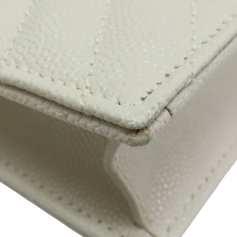 米白色 山形紋牛皮 WOC 鏈帶 肩背包【SAINT LAURENT YSL 聖羅蘭 】 393953-17