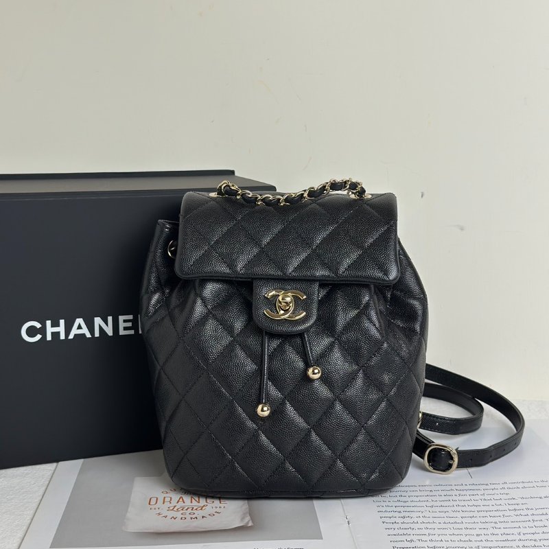 CHANEL 薩爾茨堡雙肩包 - 小號黑金-0