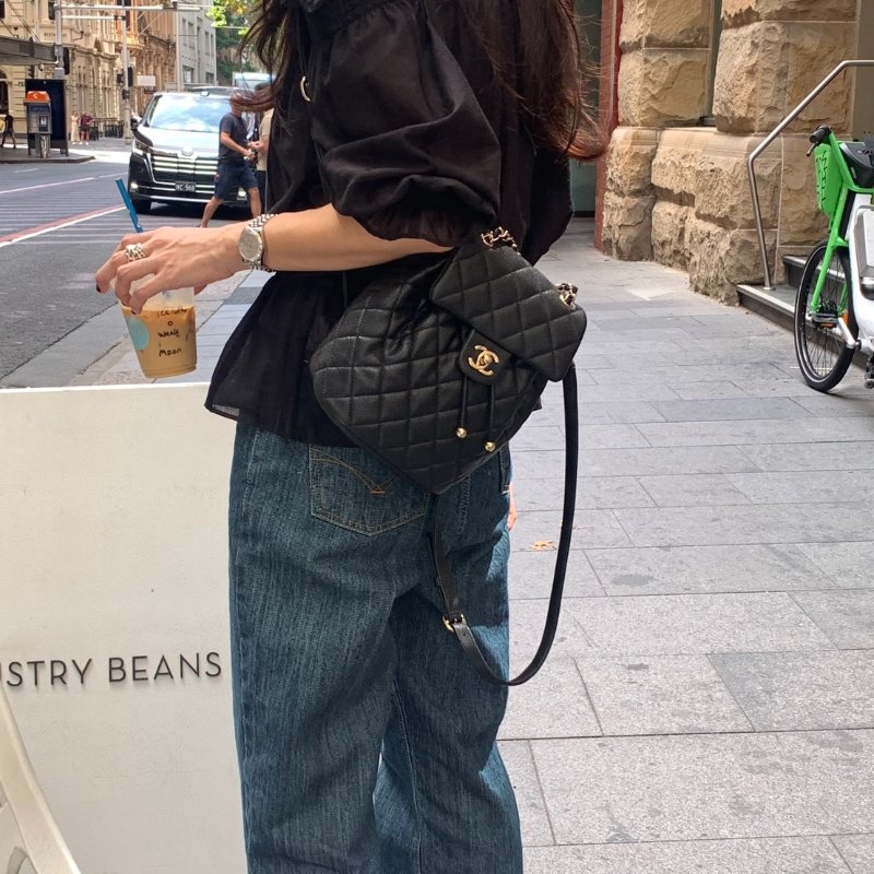 CHANEL 薩爾茨堡雙肩包 - 小號黑金-1