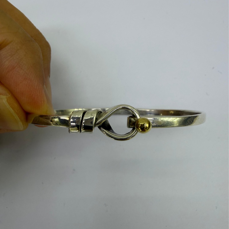 Tiffany&Co 925純銀 黃K金球 手環 手鐲-0