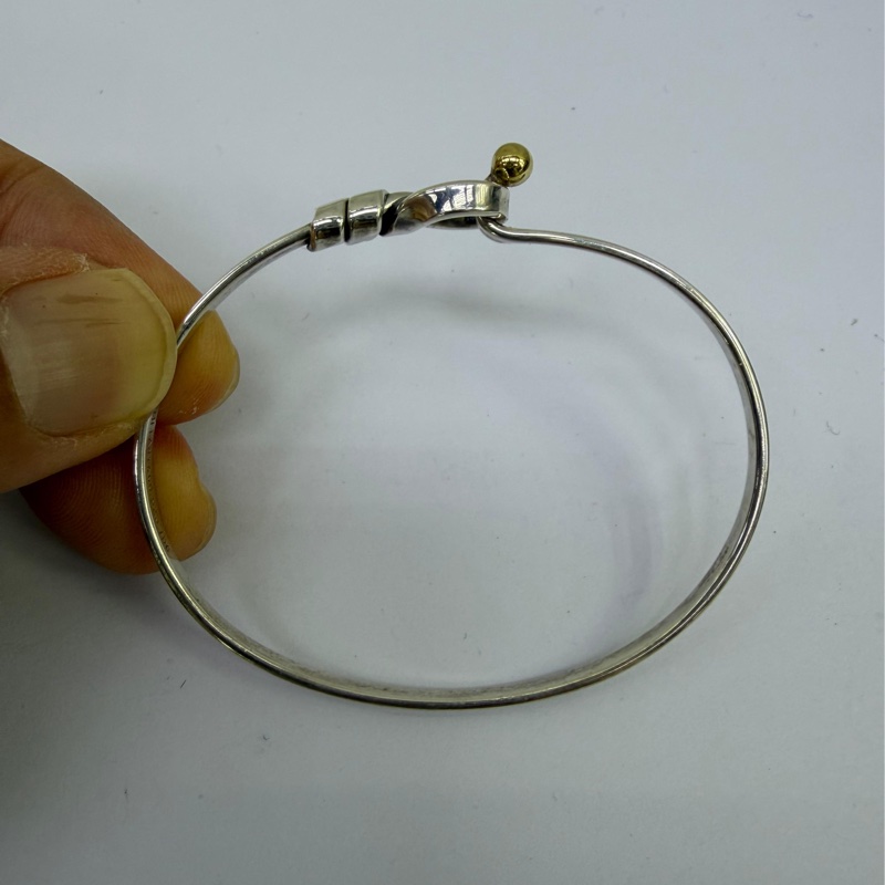 Tiffany&Co 925純銀 黃K金球 手環 手鐲-2