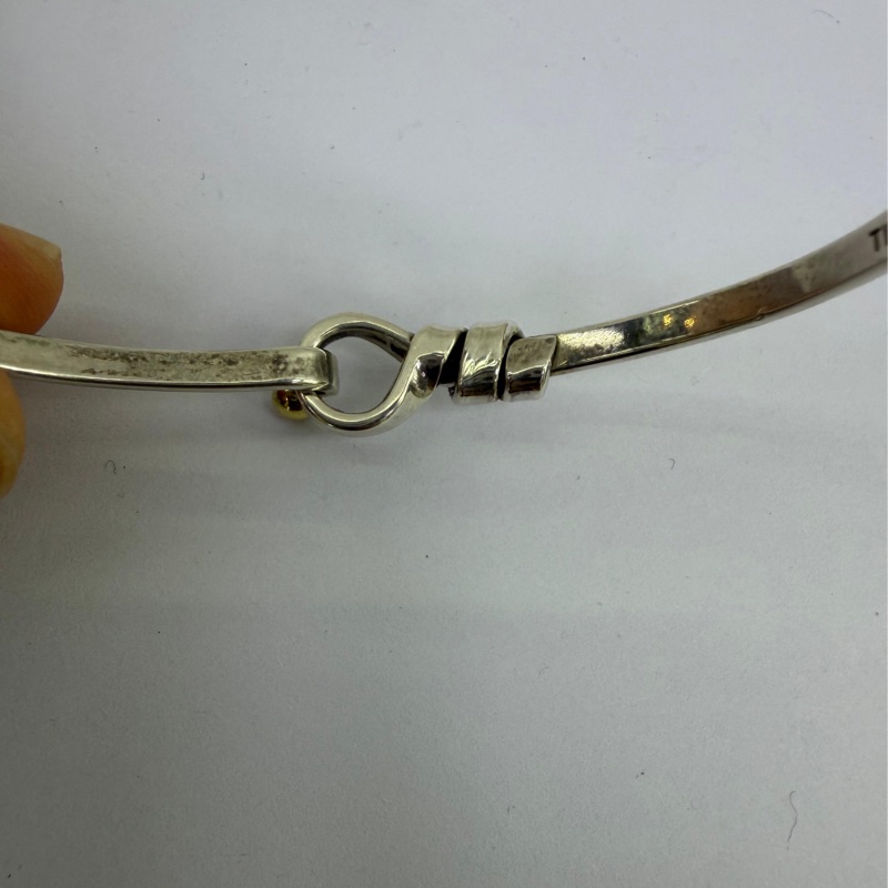 Tiffany&Co 925純銀 黃K金球 手環 手鐲-4