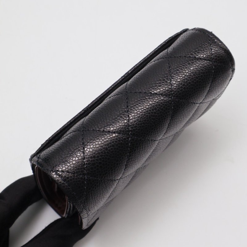 CHANEL 經典口蓋三折零錢袋短夾 - 黑金-2