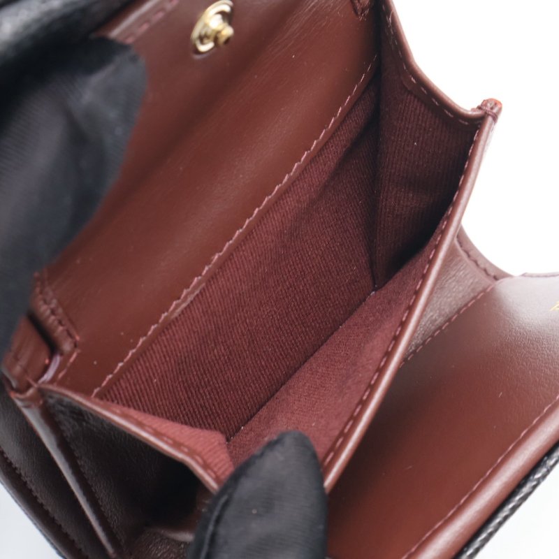 CHANEL 經典口蓋三折零錢袋短夾 - 黑金-5