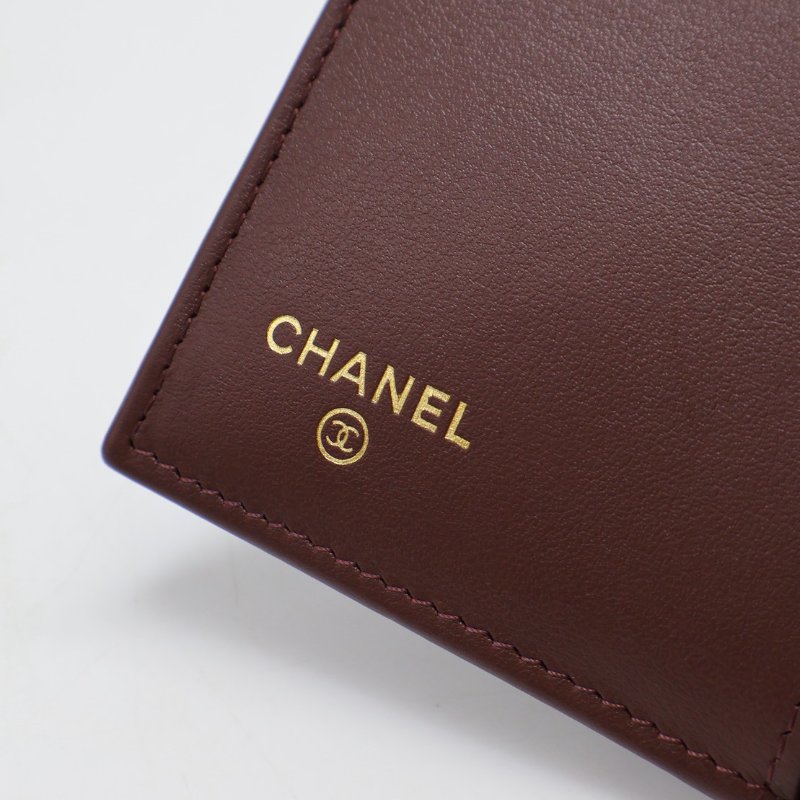 CHANEL 經典口蓋三折零錢袋短夾 - 黑金-9