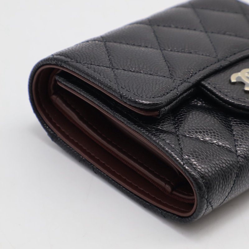 CHANEL 經典口蓋三折零錢袋短夾 - 黑金-11