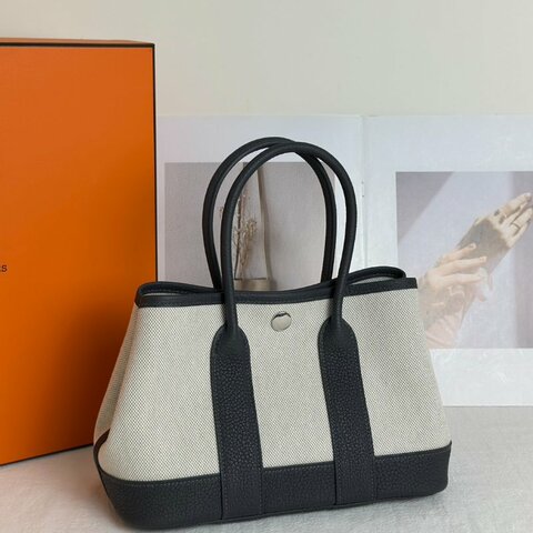 HERMES Mini garden party - 帆布石板灰 K