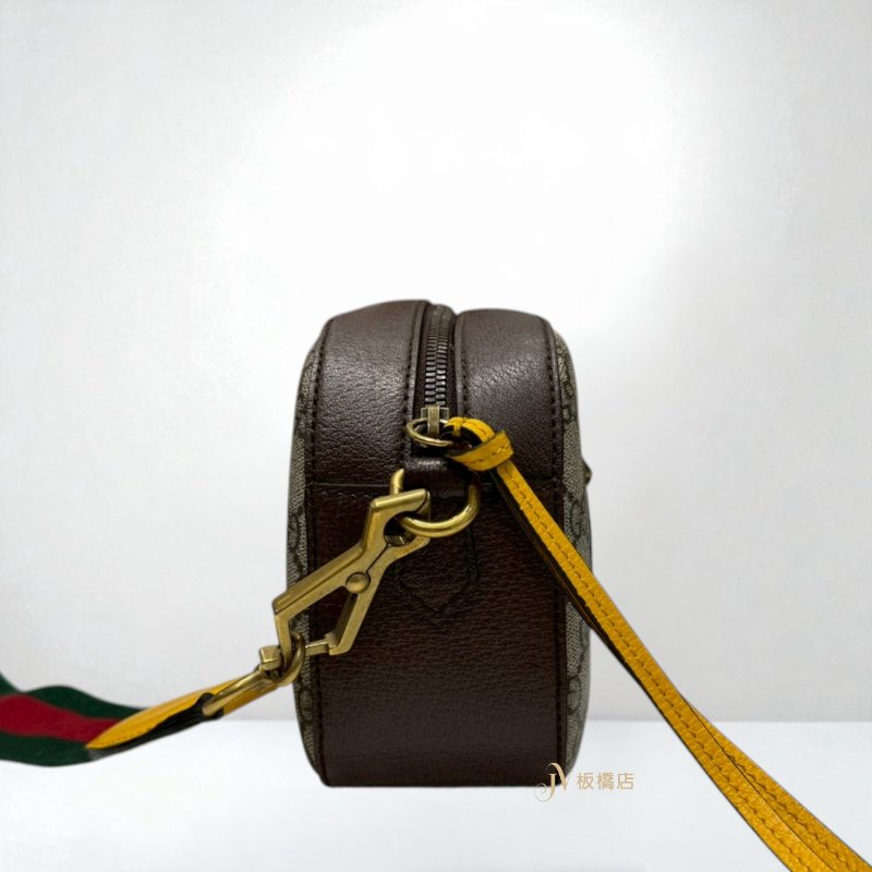 JY0329-Gucci 緹花拼咖啡牛皮金釦虎頭相機包476466-2