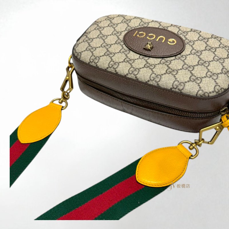 JY0329-Gucci 緹花拼咖啡牛皮金釦虎頭相機包476466-6