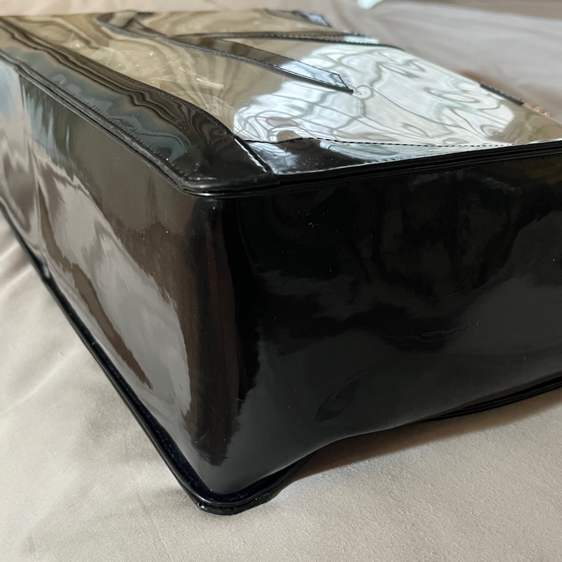 CHANEL 香奈兒中古包 經典大logo PVC托特包 金色粗鍊透明款 大方包-8