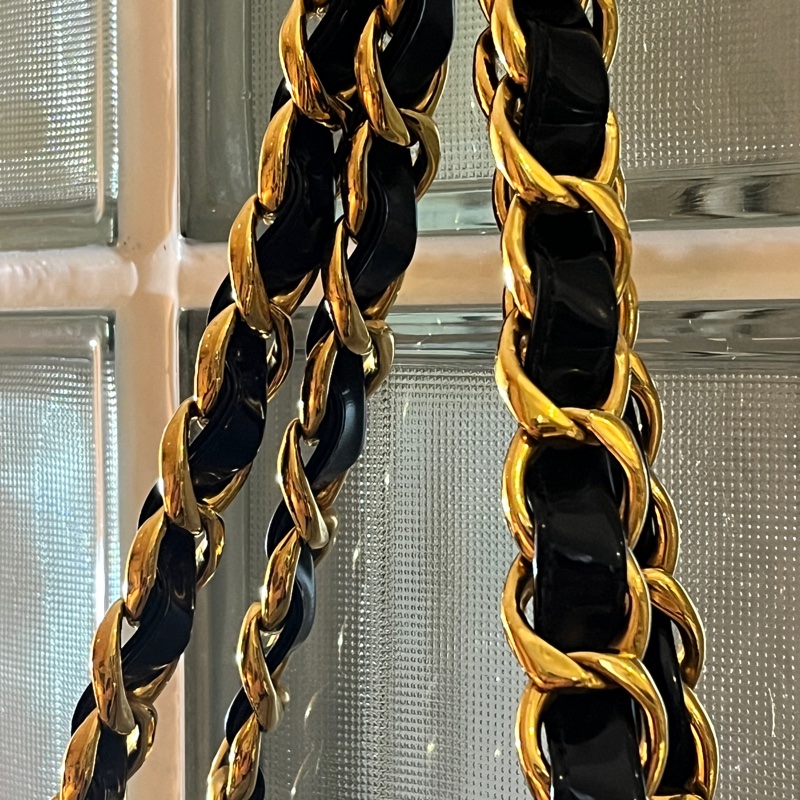 CHANEL 香奈兒中古包 經典大logo PVC托特包 金色粗鍊透明款 大方包-12
