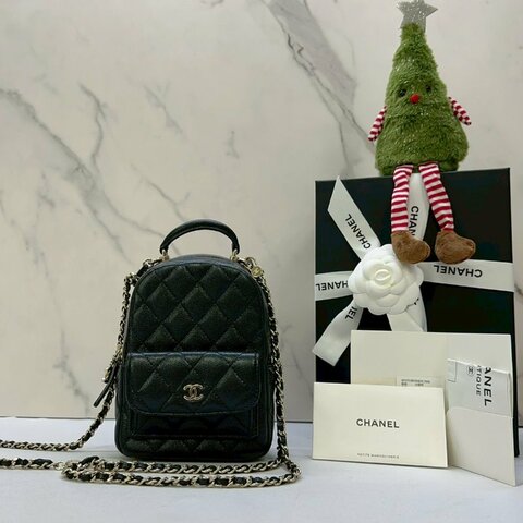 CHAMEL 24C荔枝牛皮後背包