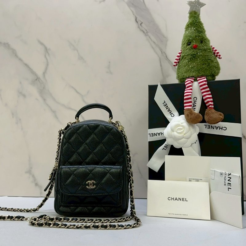 CHAMEL 24C荔枝牛皮後背包-0