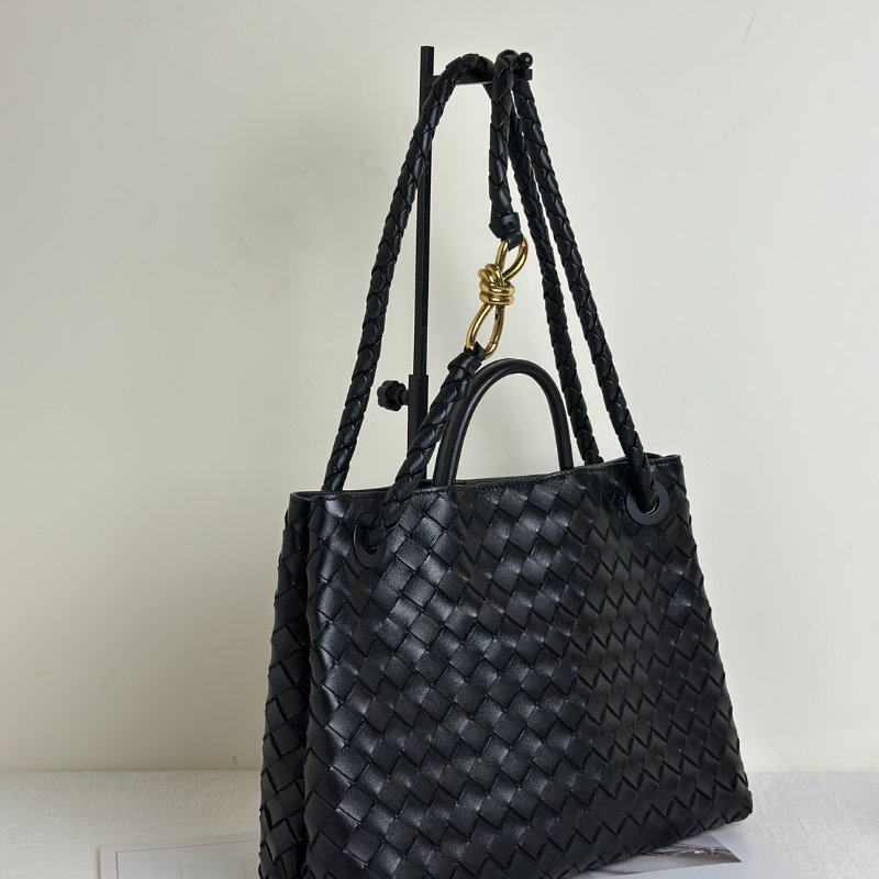 BOTTEGA VENETA Andiamo編織單肩包 - 中號黑金-2