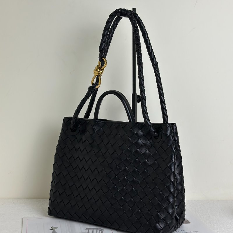 BOTTEGA VENETA Andiamo編織單肩包 - 中號黑金-3