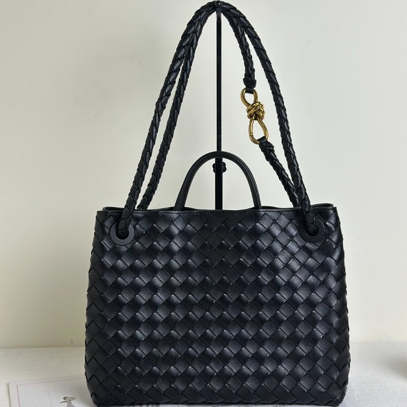 BOTTEGA VENETA Andiamo編織單肩包 - 中號黑金-4