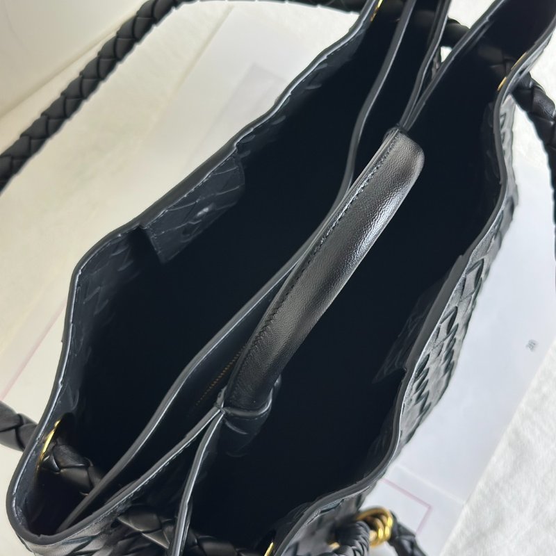 BOTTEGA VENETA Andiamo編織單肩包 - 中號黑金-6