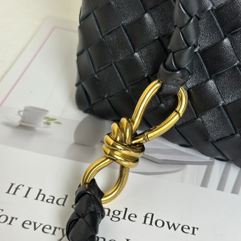 BOTTEGA VENETA Andiamo編織單肩包 - 中號黑金-10