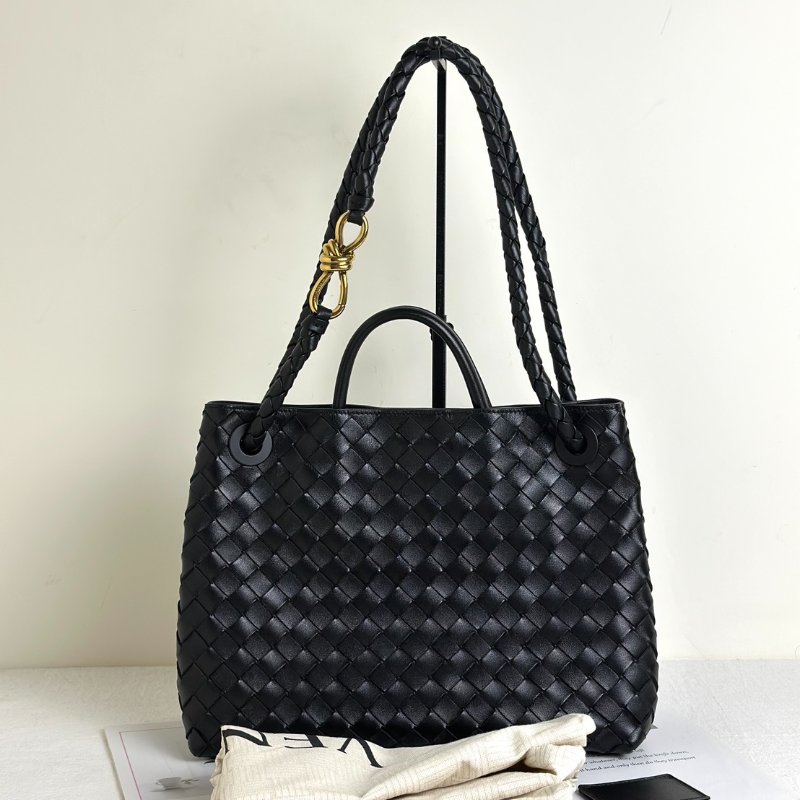 BOTTEGA VENETA Andiamo編織單肩包 - 中號黑金-11