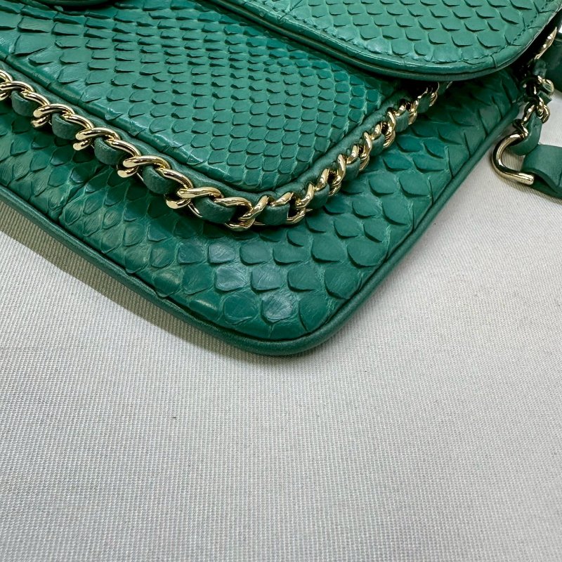 CHANEL 蛇皮口蓋斜背包-7