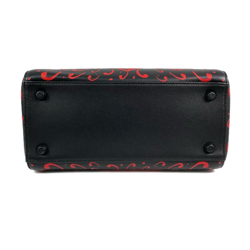 △ Dior 迪奧 Black Calfskin Heart Playing Cards Lady Dior 2 Way Bag 黑色小牛皮紅心梅花兩用袋 - 267001663-5