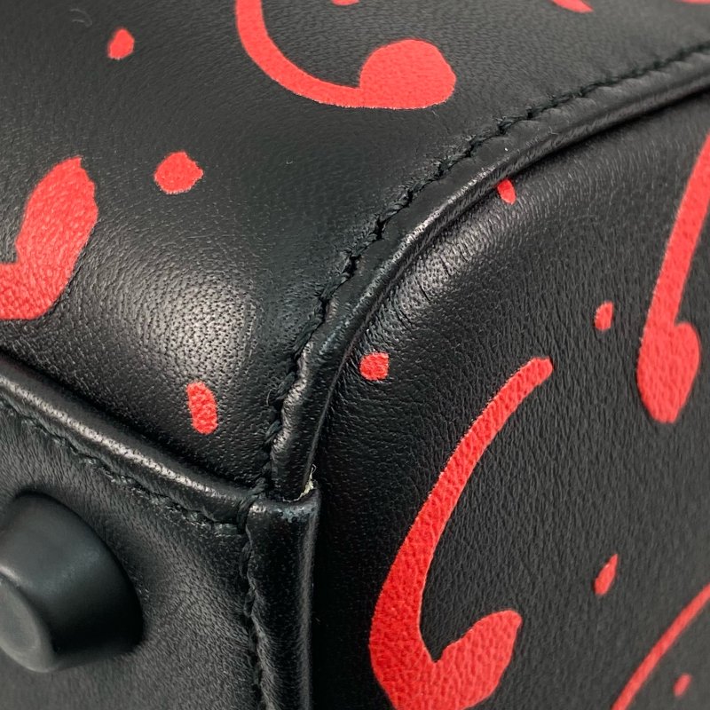 △ Dior 迪奧 Black Calfskin Heart Playing Cards Lady Dior 2 Way Bag 黑色小牛皮紅心梅花兩用袋 - 267001663-11