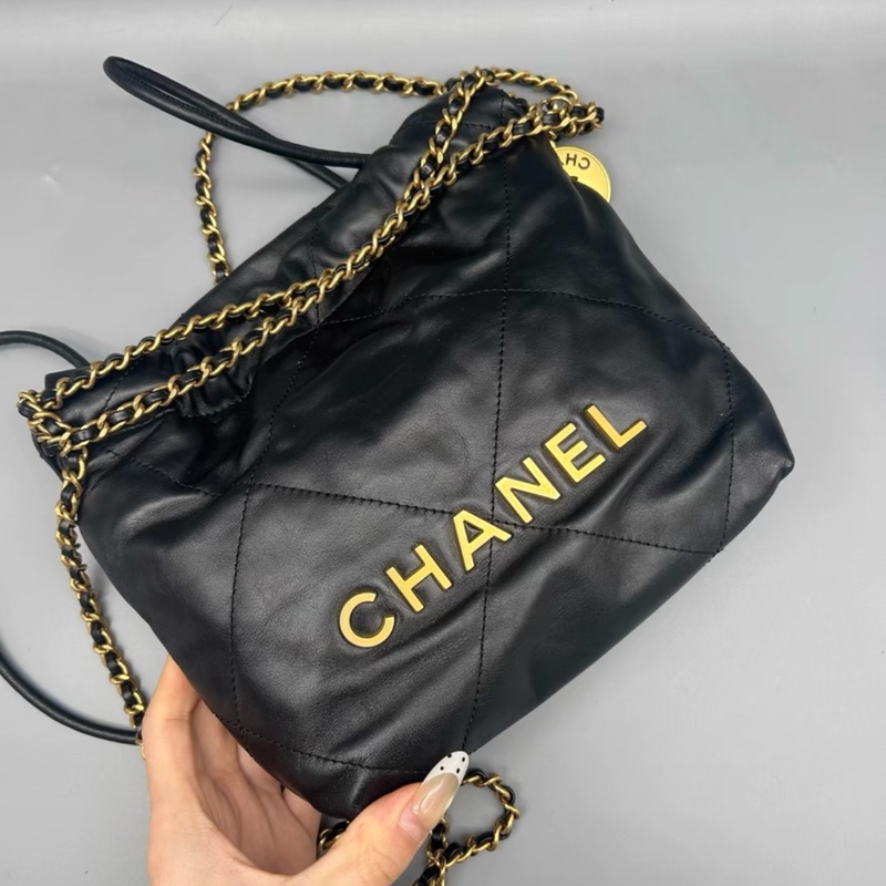 Chanel 22bag mini 香奈兒 黑金垃圾包 芯片款 23年-2