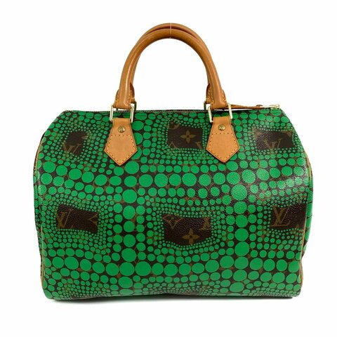 △ Louis Vuitton 路易威登 Brown And Green Coated Canvas Monogram Yayoi Kusama Speedy 30 Hand Bag M40692 啡色和綠色塗層帆布經典老花草間彌生系列手袋 - 267001710