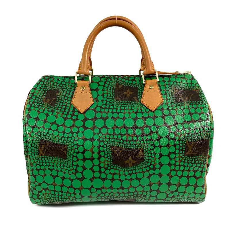 △ Louis Vuitton 路易威登 Brown And Green Coated Canvas Monogram Yayoi Kusama Speedy 30 Hand Bag M40692 啡色和綠色塗層帆布經典老花草間彌生系列手袋 - 267001710-0