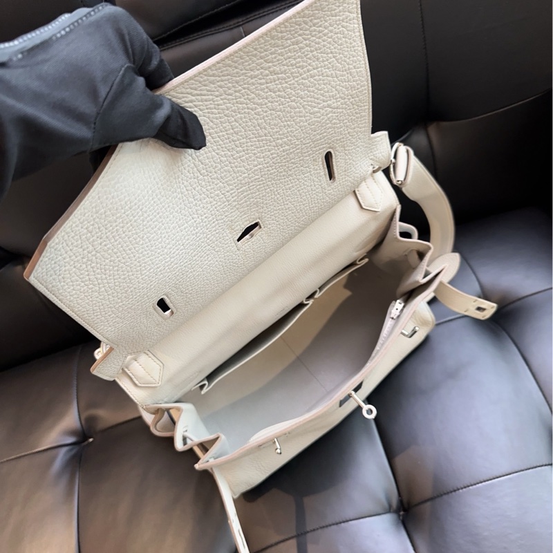 【98新🆕】Hermes  稀有Silver Grey珍珠灰銀扣 吉普賽Jypsiere34 單肩包 斜挎包-8