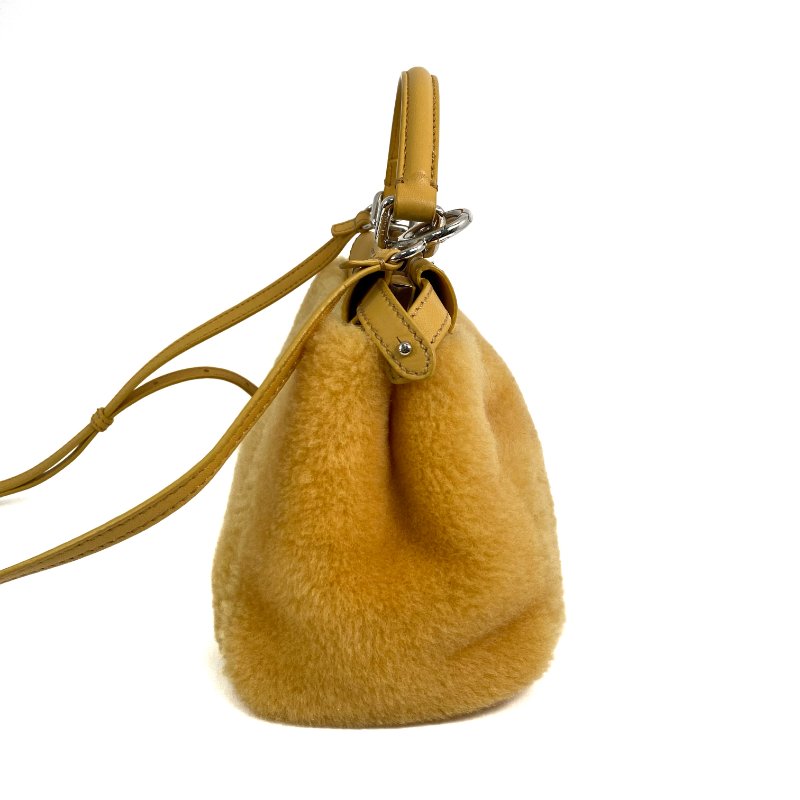 △ Fendi 芬迪 Yellow Shearling Mini Peekaboo 2 Way Bag 8BN244 黃色羊毛兩用袋 - 267001664-3