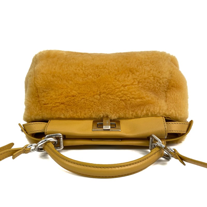 △ Fendi 芬迪 Yellow Shearling Mini Peekaboo 2 Way Bag 8BN244 黃色羊毛兩用袋 - 267001664-6