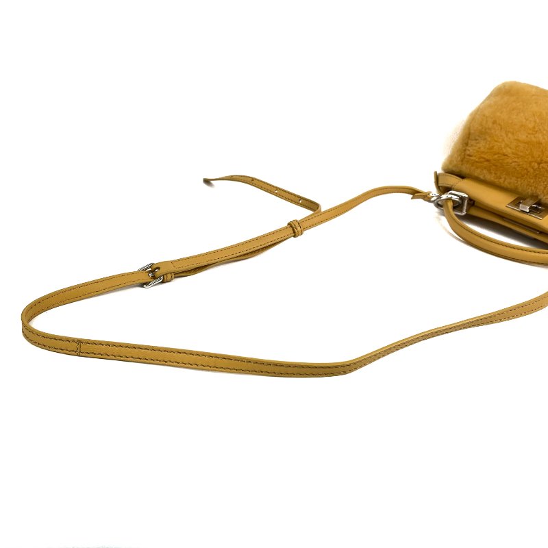 △ Fendi 芬迪 Yellow Shearling Mini Peekaboo 2 Way Bag 8BN244 黃色羊毛兩用袋 - 267001664-7