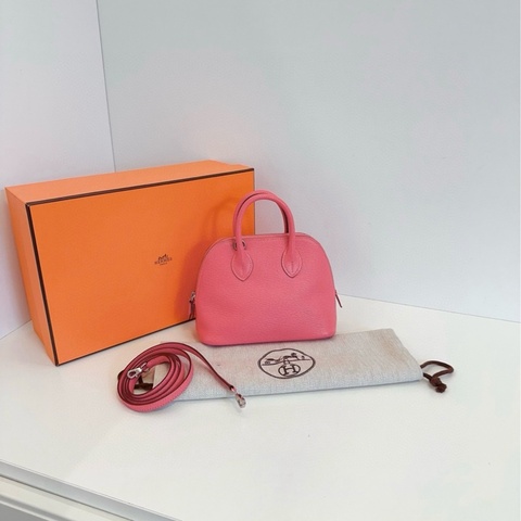 【99新🆕】Hermes 唇膏粉 mini bolide 保齡球 A刻 山羊皮 手提斜挎包