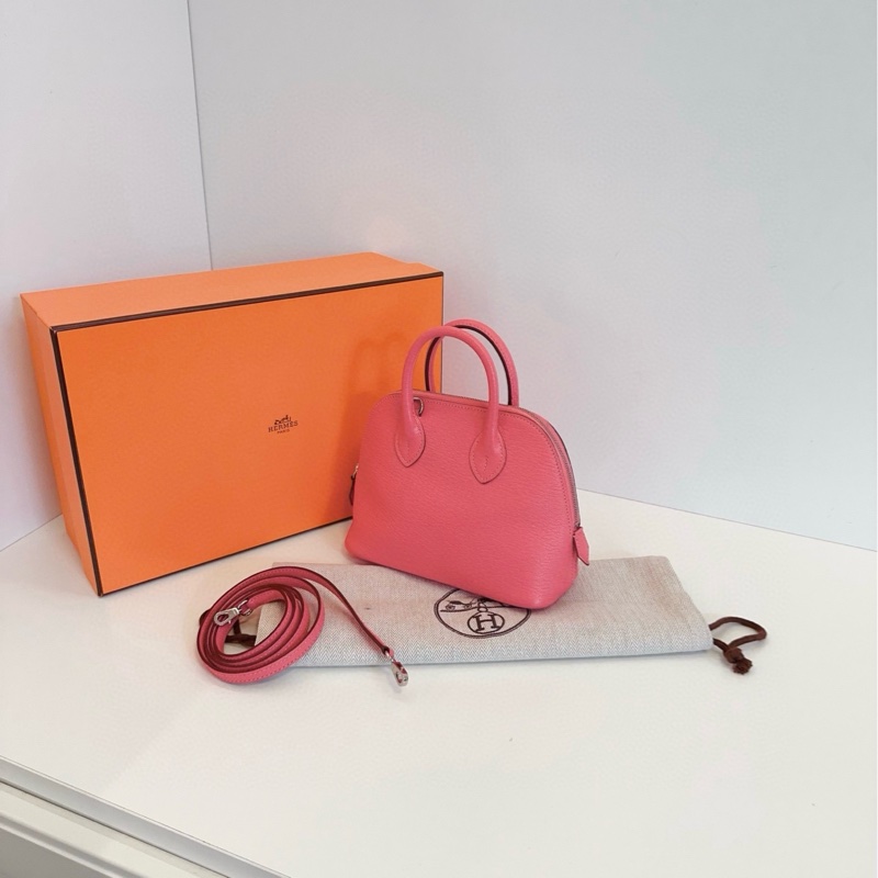 【99新🆕】Hermes 唇膏粉 mini bolide 保齡球 A刻 山羊皮 手提斜挎包-3