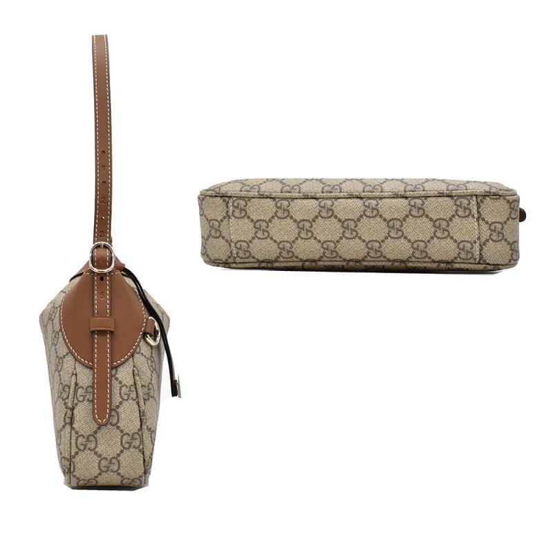 【門市全新現貨】GUCCI GG Emblem 帆布紅綠色織帶斜背包手提包兩用包 (附原廠防塵袋)-1