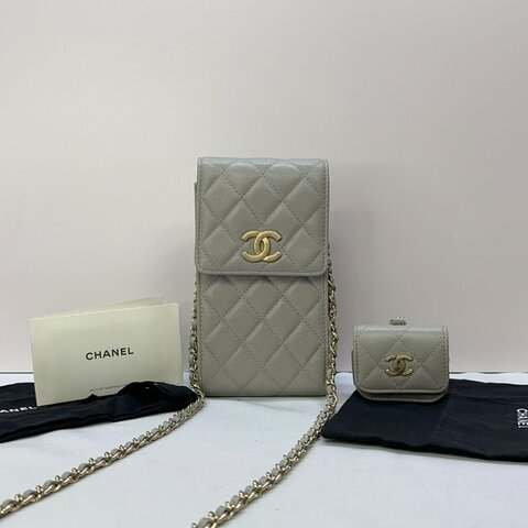CHANEL 22C魚子醬二合一手機耳機包
