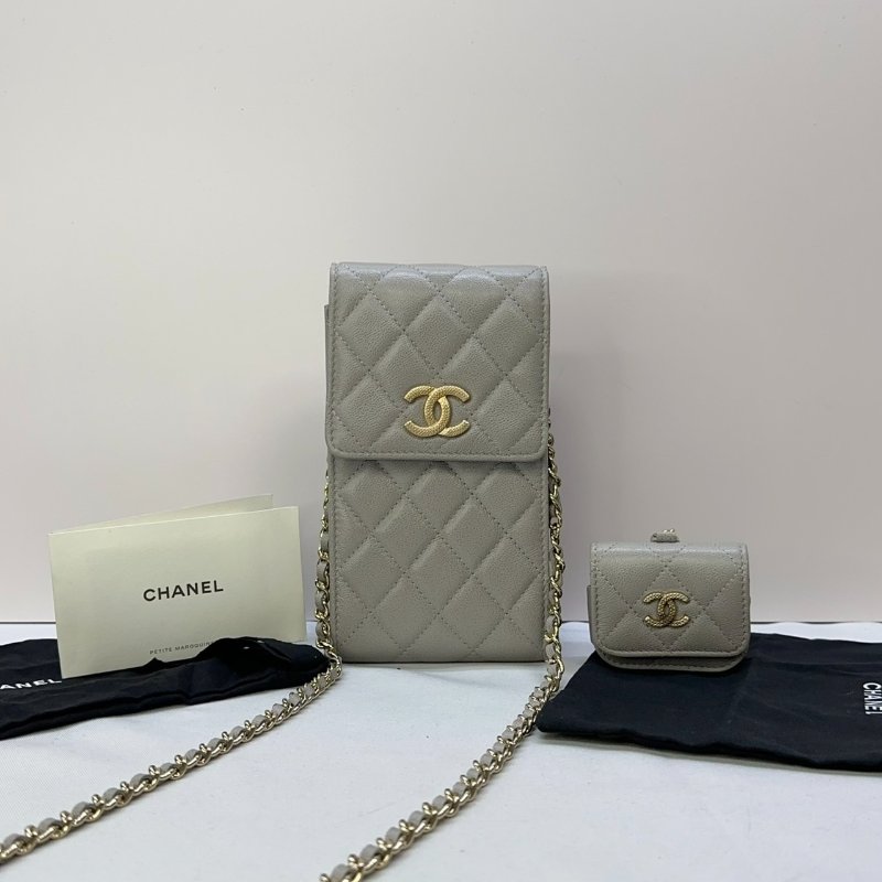 CHANEL 22C魚子醬二合一手機耳機包-0