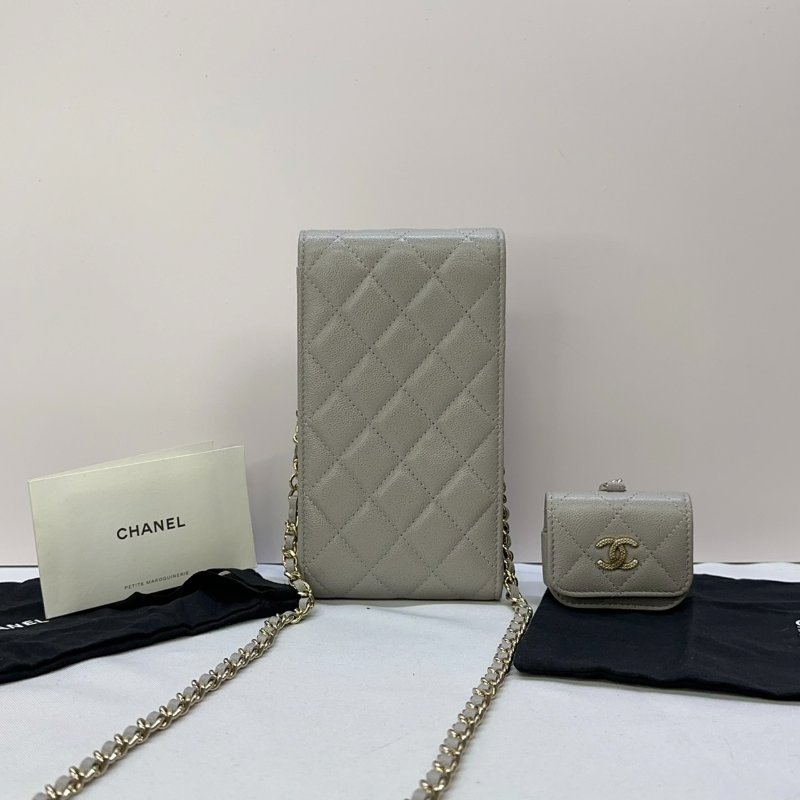 CHANEL 22C魚子醬二合一手機耳機包-1