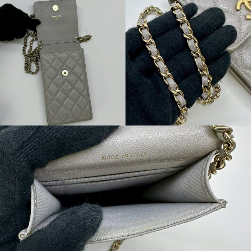 CHANEL 22C魚子醬二合一手機耳機包-3