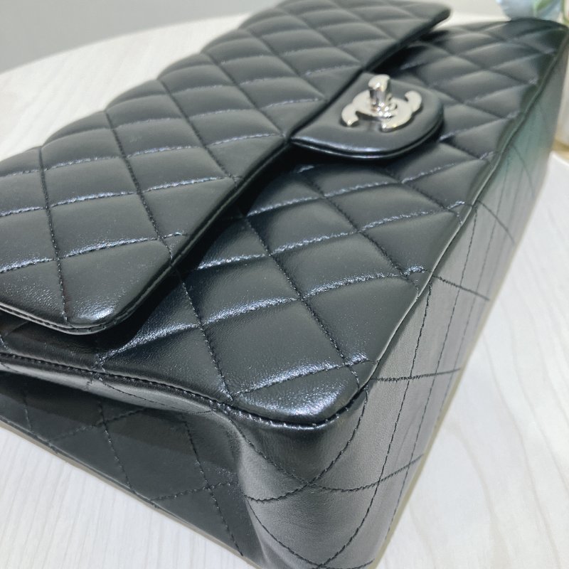 TK1956	 香奈兒 經典 羊皮 翻蓋 斜孭 單肩 Double Flap Bag 25cm Lambskin Black X PHW-6