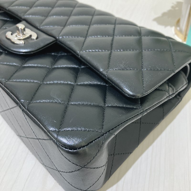 TK1956	 香奈兒 經典 羊皮 翻蓋 斜孭 單肩 Double Flap Bag 25cm Lambskin Black X PHW-7
