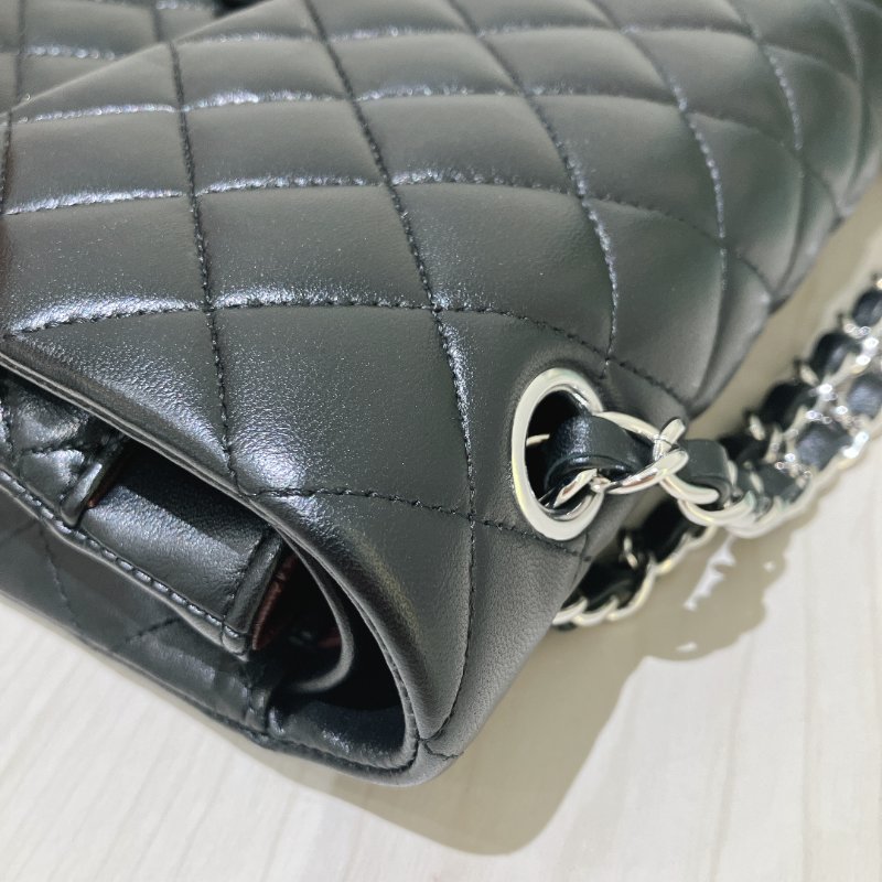 TK1956	 香奈兒 經典 羊皮 翻蓋 斜孭 單肩 Double Flap Bag 25cm Lambskin Black X PHW-8