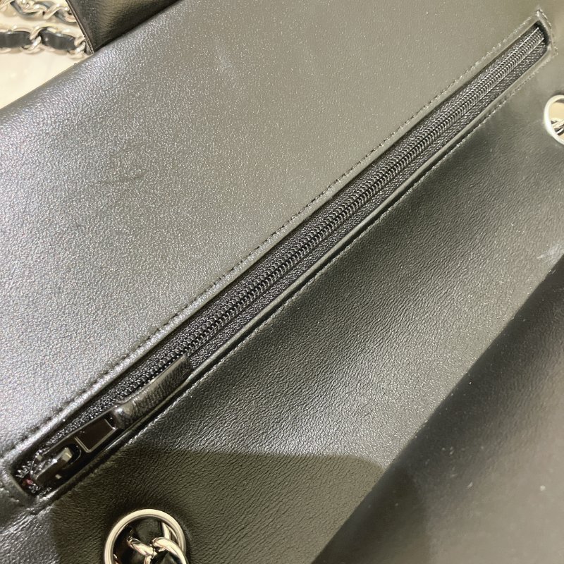 TK1956	 香奈兒 經典 羊皮 翻蓋 斜孭 單肩 Double Flap Bag 25cm Lambskin Black X PHW-13