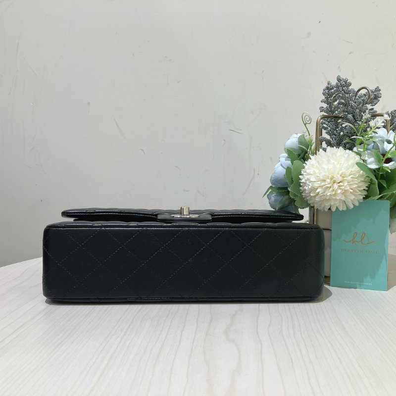 TK1956	 香奈兒 經典 羊皮 翻蓋 斜孭 單肩 Double Flap Bag 25cm Lambskin Black X PHW-17