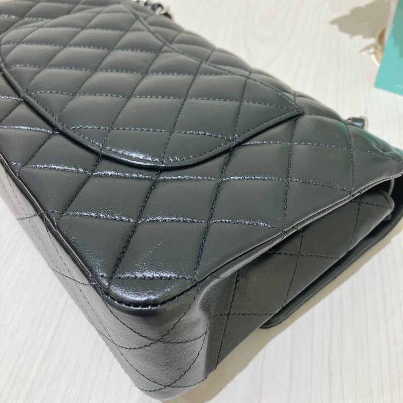 TK1956	 香奈兒 經典 羊皮 翻蓋 斜孭 單肩 Double Flap Bag 25cm Lambskin Black X PHW-20